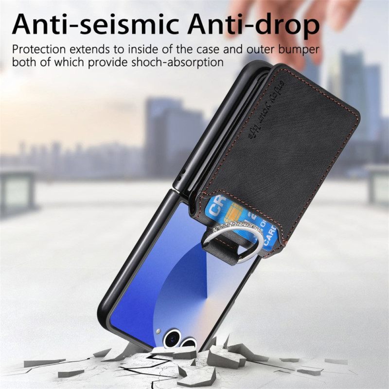 Κάλυμμα Samsung Galaxy Z Flip 7 Θήκη Καρτών Και Θήκη Vintage