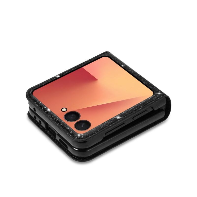 Κάλυμμα Samsung Galaxy Z Flip 7 Θήκη Καρτών Με Γκλίτερ