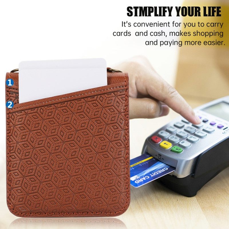 Κάλυμμα Samsung Galaxy Z Flip 7 Θήκη Καρτών Με Ρομβικό Σχέδιο