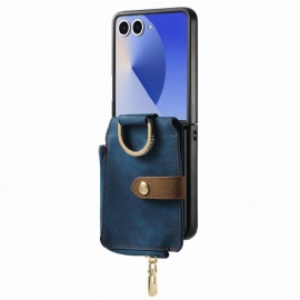 Κάλυμμα Samsung Galaxy Z Flip 7 Τσέπη Με Φερμουάρ Και Θήκη Για Κάρτες