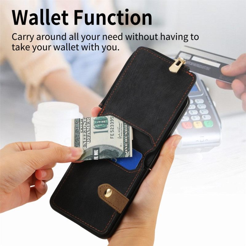 Κάλυμμα Samsung Galaxy Z Flip 7 Τσέπη Με Φερμουάρ Και Θήκη Για Κάρτες