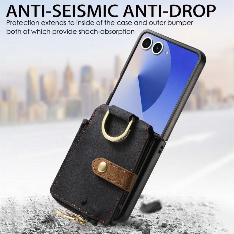 Κάλυμμα Samsung Galaxy Z Flip 7 Τσέπη Με Φερμουάρ Και Θήκη Για Κάρτες