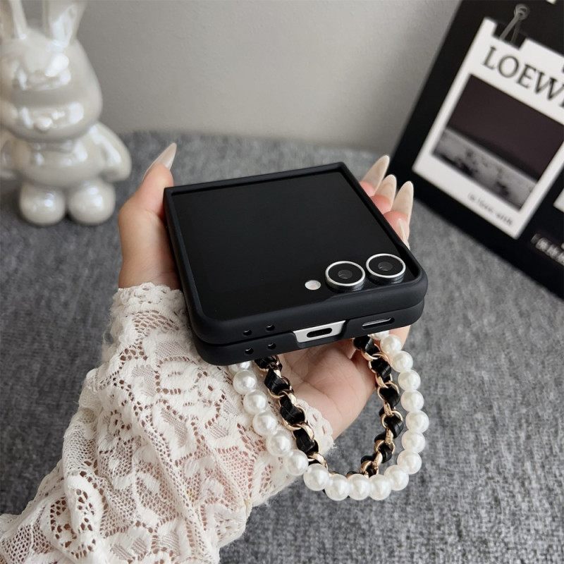 Κάλυμμα Samsung Galaxy Z Flip 7 Χαμογελαστή Λαγουδάκι Με Βραχιόλι Σιλικόνης