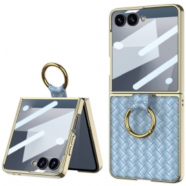 Κάλυμμα Samsung Galaxy Z Flip 7 Υφασμάτινη Υφή Με Θήκη Για Δαχτυλίδι