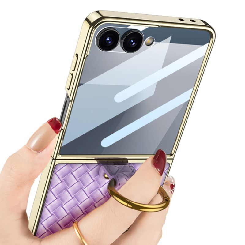 Κάλυμμα Samsung Galaxy Z Flip 7 Υφασμάτινη Υφή Με Θήκη Για Δαχτυλίδι