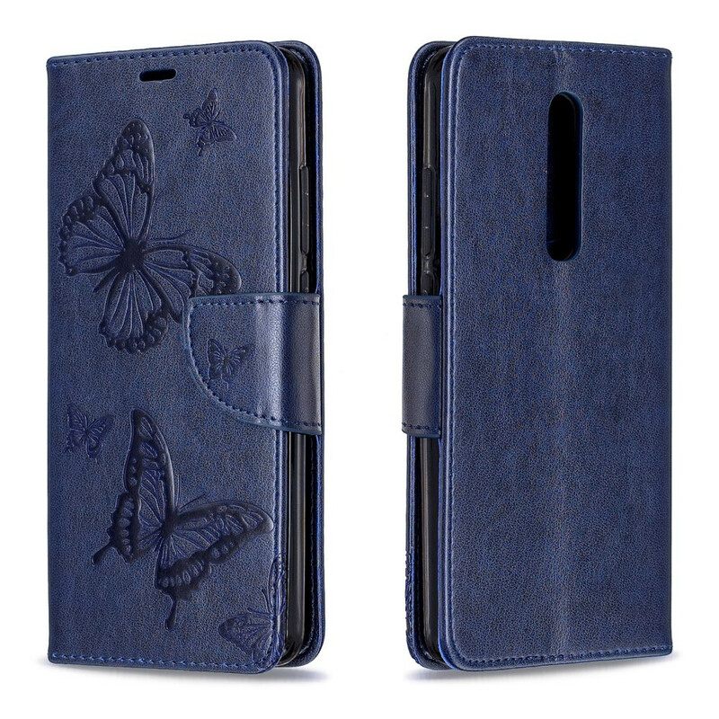 δερματινη θηκη Xiaomi Mi 9T / Mi 9T Pro με κορδονι Πεταλούδες Με Στάμπα