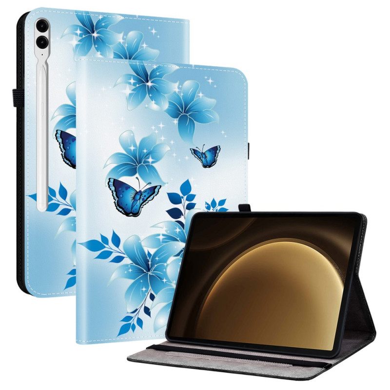 Δερματινη Θηκη Samsung Galaxy Tab S10 Plus Σχέδιο Μπλε Πεταλούδας Σιλικόνης