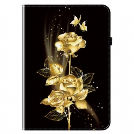 Δερματινη Θηκη Samsung Galaxy Tab S10 Plus Χρυσά Τριαντάφυλλα Σιλικόνης