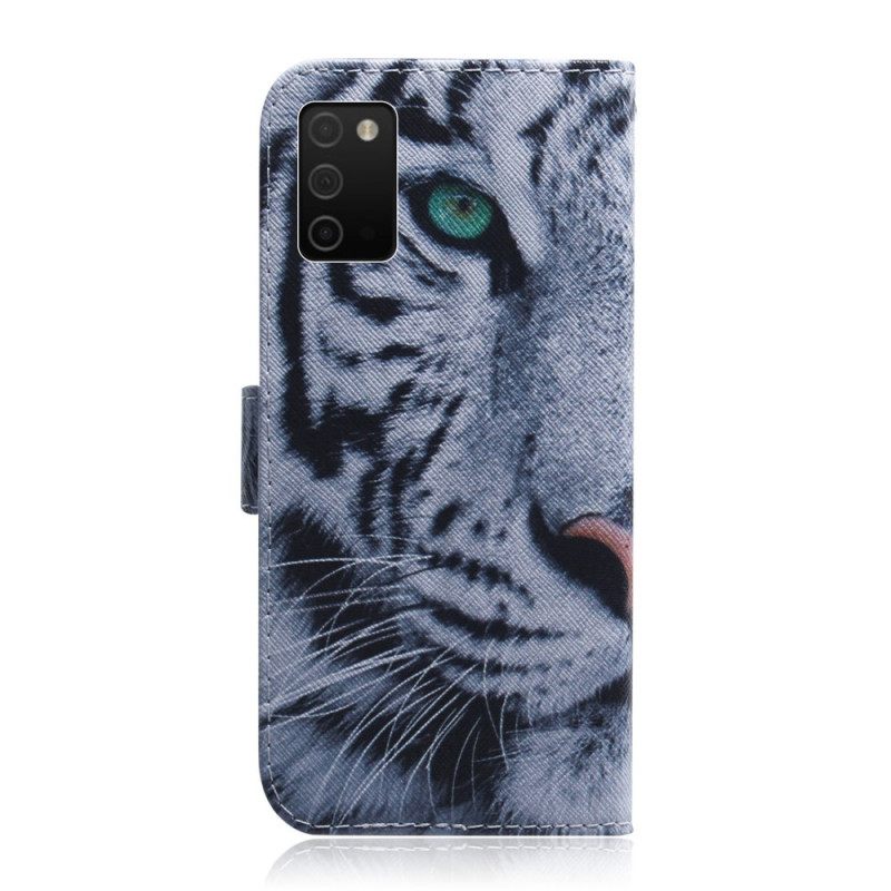 Θήκη Flip Samsung Galaxy A03s Πρόσωπο Τίγρης