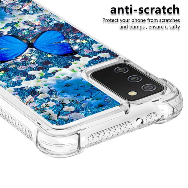 θηκη κινητου Samsung Galaxy A03s Glitter Blue Butterflies