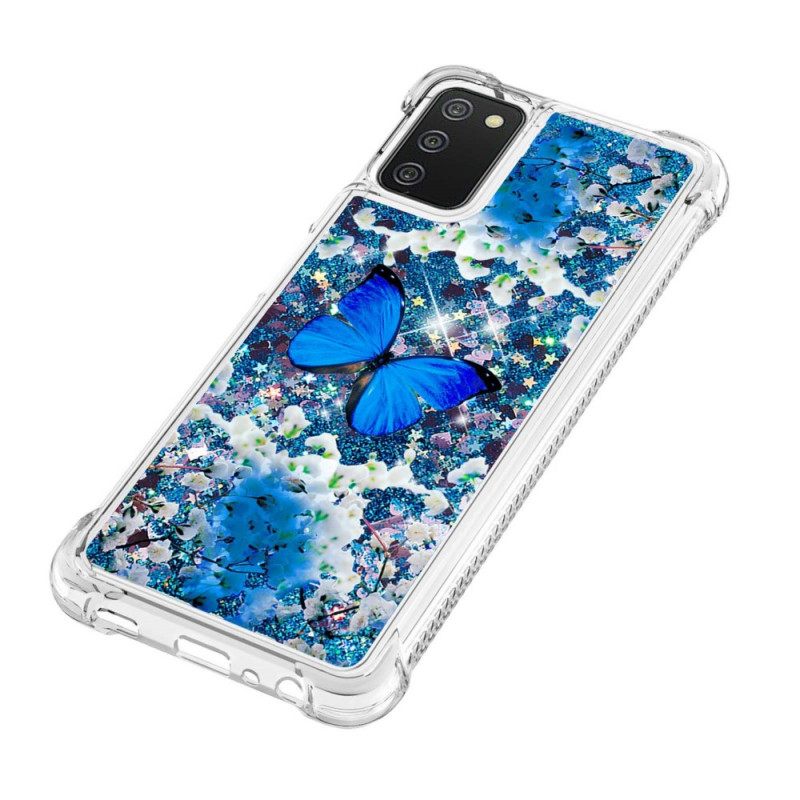 θηκη κινητου Samsung Galaxy A03s Glitter Blue Butterflies