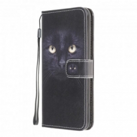 Κάλυμμα Samsung Galaxy A22 4G με κορδονι Μαύρα Γατίσια Μάτια Με Λουράκι