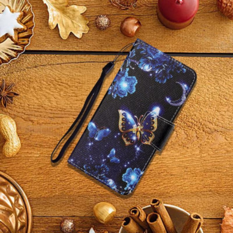 Κάλυμμα Samsung Galaxy A22 4G με κορδονι Πολύτιμες Πεταλούδες Με Λουριά