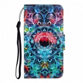 Θήκη Flip Samsung Galaxy A22 4G με κορδονι Flashy Mandala Με Λουράκι