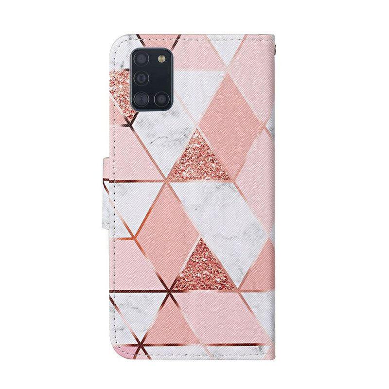 Κάλυμμα Samsung Galaxy A31 Μάρμαρο Και Πούλιες Με Λουράκι