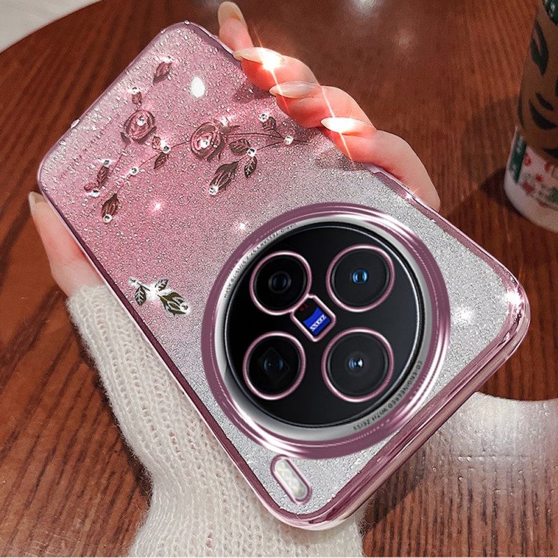 Κάλυμμα Vivo X200 Θήκη Με Λουλούδια Και Στρας Σιλικόνης