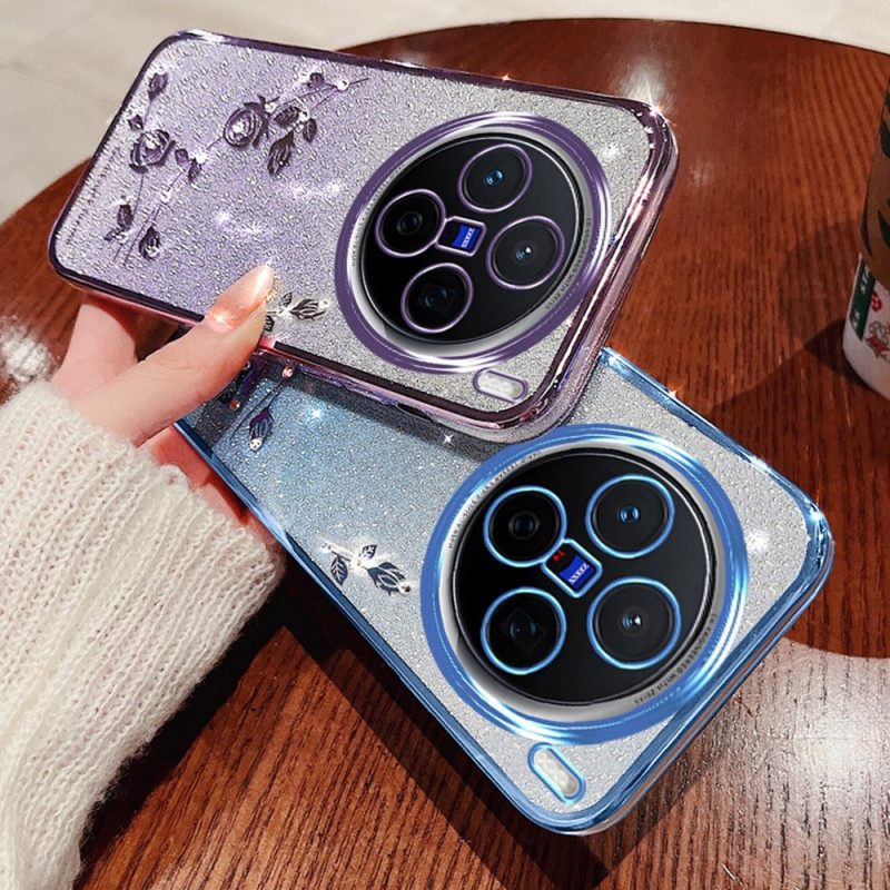 Κάλυμμα Vivo X200 Θήκη Με Λουλούδια Και Στρας Σιλικόνης