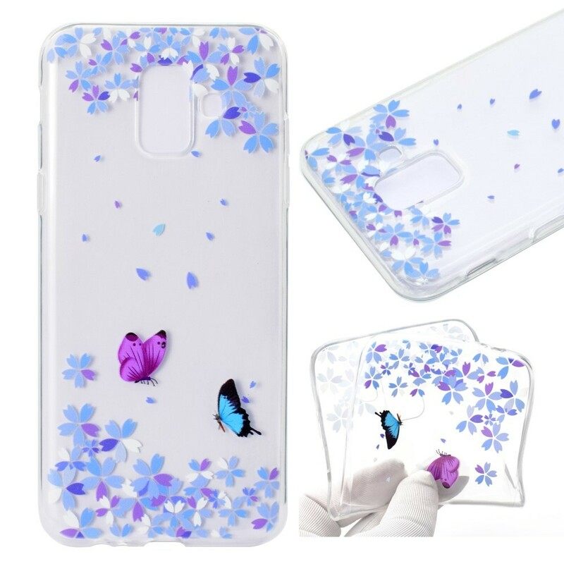 Θήκη Samsung Galaxy A6 Διαφανείς Πεταλούδες Και Λουλούδια
