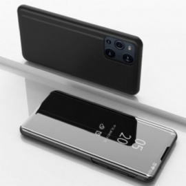 θηκη κινητου Oppo Find X3 Pro Καθρέφτης Και Ψεύτικο Δέρμα