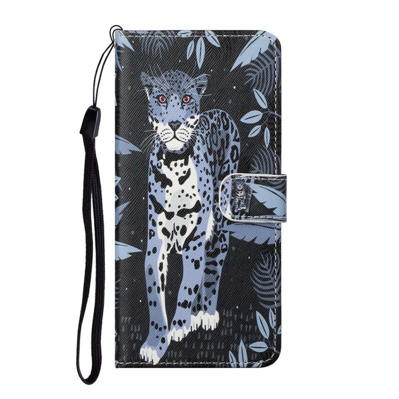 Θήκη Flip Huawei P Smart 2021 με κορδονι Strappy Leopard