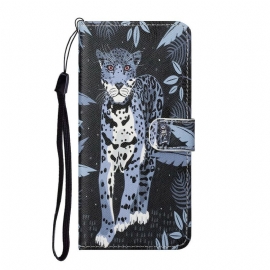 Θήκη Flip Huawei P Smart 2021 με κορδονι Strappy Leopard