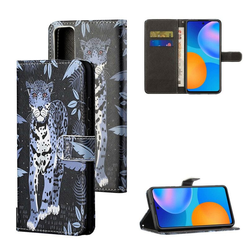 Θήκη Flip Huawei P Smart 2021 με κορδονι Strappy Leopard