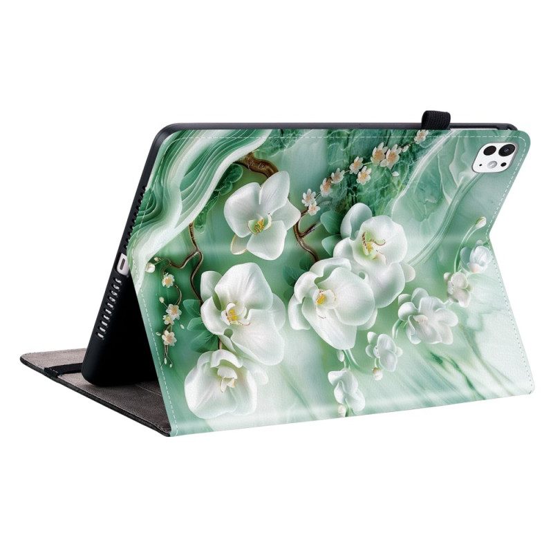 Δερματινη Θηκη iPad Pro 13 (2025) Λουλούδια Νεφρίτη