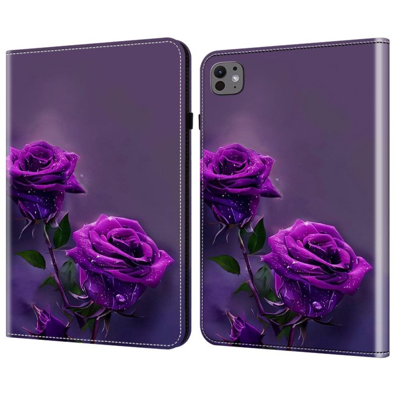 Δερματινη Θηκη iPad Pro 13 (2025) Μωβ Τριαντάφυλλα