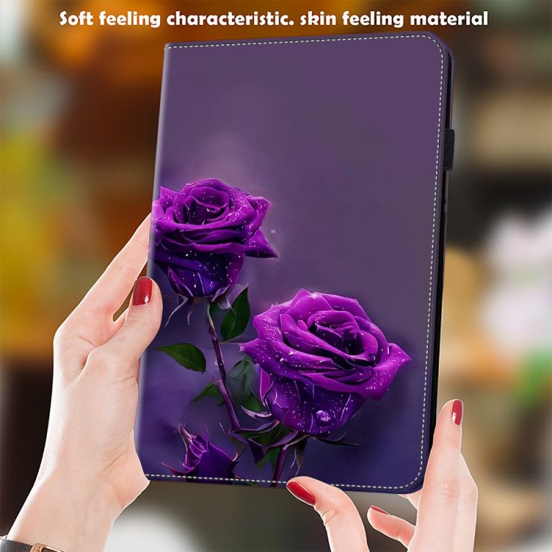 Δερματινη Θηκη iPad Pro 13 (2025) Μωβ Τριαντάφυλλα