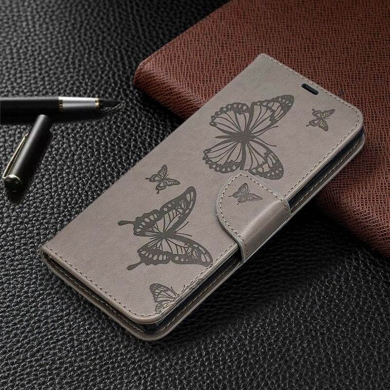 Κάλυμμα Samsung Galaxy Note 20 Θήκη Flip Πεταλούδες Και Λοξό Πτερύγιο