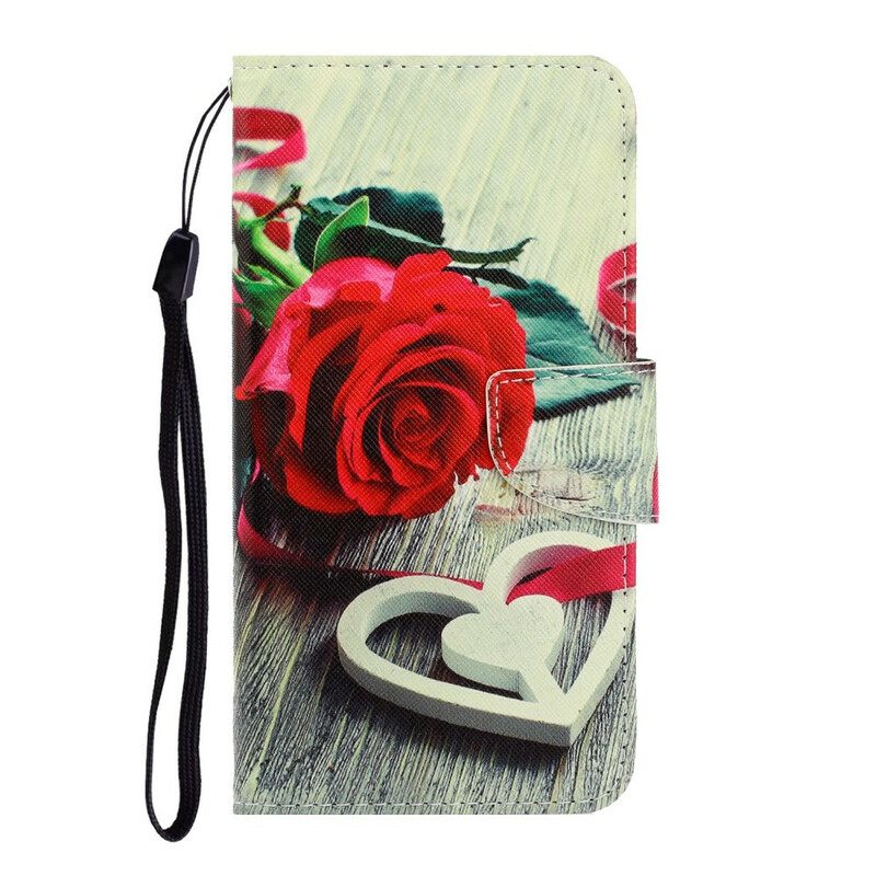 Θήκη Flip Samsung Galaxy Note 20 με κορδονι Ρομαντικό Τριαντάφυλλο Με Λουράκι