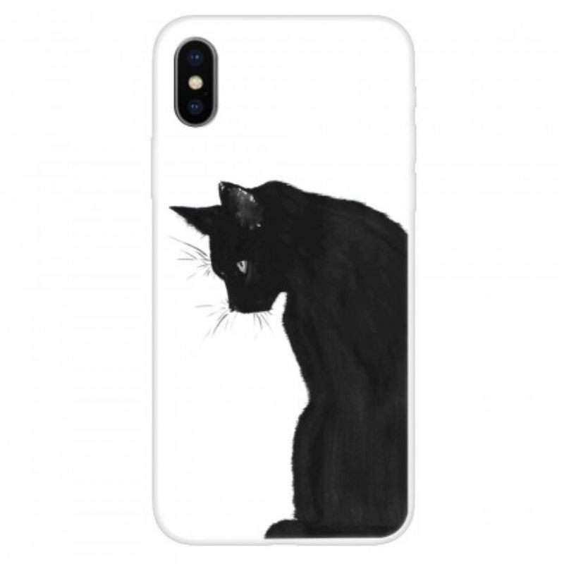 Θήκη iPhone X / XS Σκεπτική Μαύρη Γάτα