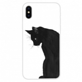 Θήκη iPhone X / XS Σκεπτική Μαύρη Γάτα