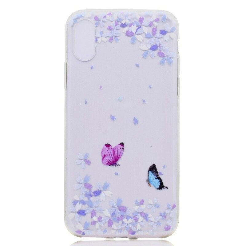 θηκη κινητου iPhone X / XS Διαφανείς Πεταλούδες Και Λουλούδια