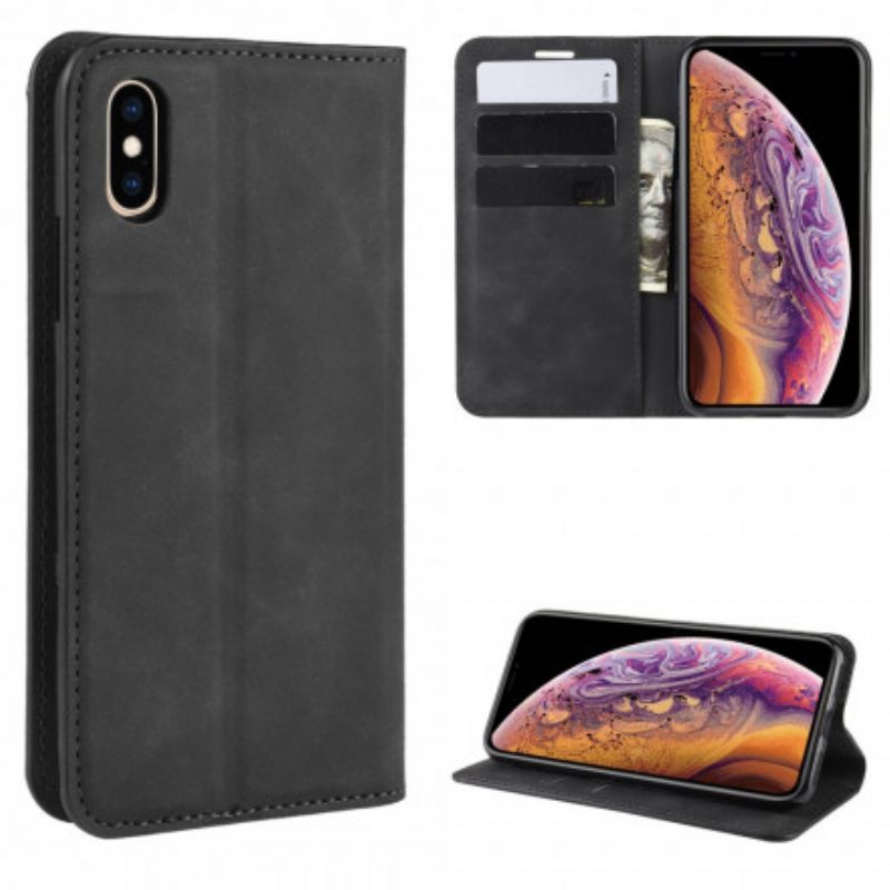 θηκη κινητου iPhone X / XS Θήκη Flip Δερμάτινο Εφέ Silky Touch
