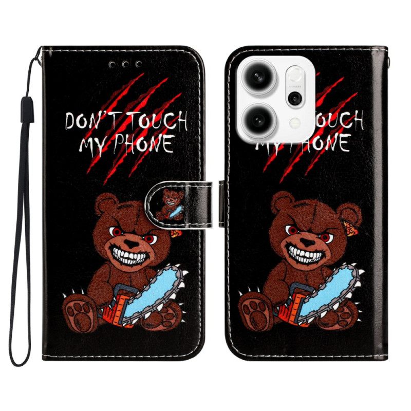 Δερματινη Θηκη Oppo Reno 14 Pro 5g Αρκούδα Μην Αγγίζεις Το Κινητό Μου Σιλικόνης