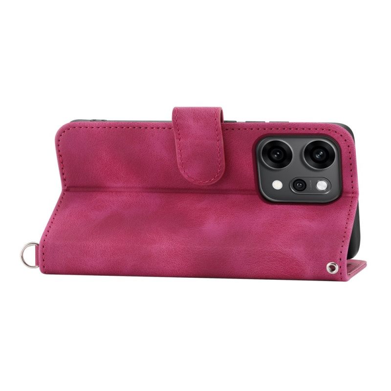 Δερματινη Θηκη Oppo Reno 14 Pro 5g Εφέ Δαντέλας Σουέτ Με Λουράκι Και Λουράκι Ώμου (old Line)