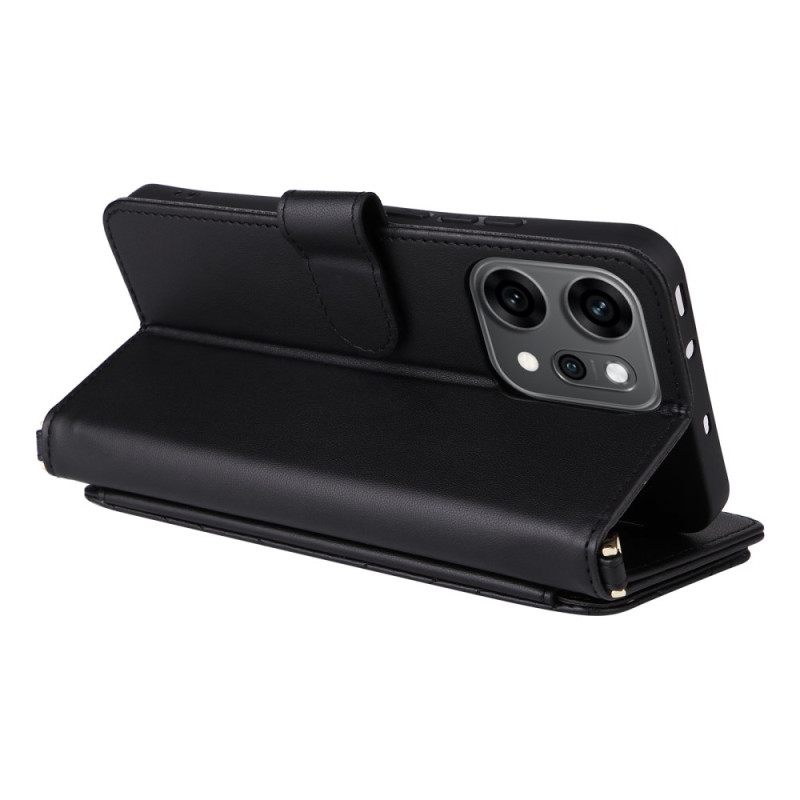 Δερματινη Θηκη Oppo Reno 14 Pro 5g Καπιτονέ Με Λουράκι Και Λουράκι Καρπού Σιλικόνης