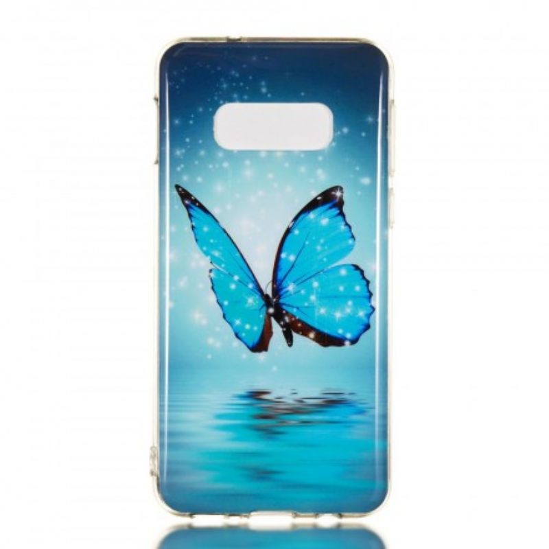 Θήκη Samsung Galaxy S10e Φθορίζουσα Μπλε Πεταλούδα