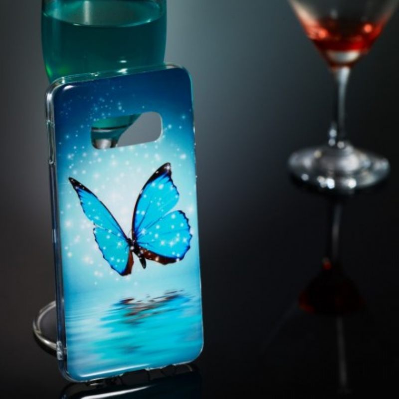 Θήκη Samsung Galaxy S10e Φθορίζουσα Μπλε Πεταλούδα
