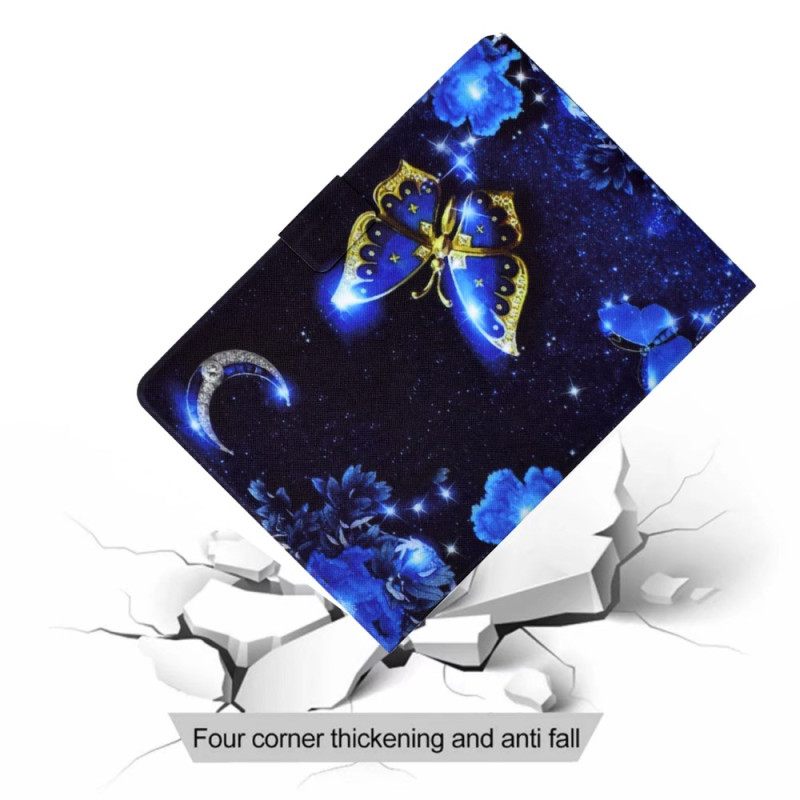 Δερματινη Θηκη Samsung Galaxy Tab S11 Μπλε Και Χρυσή Πεταλούδα