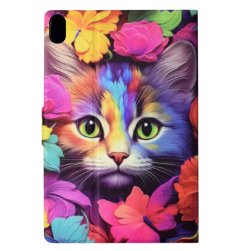 Δερματινη Θηκη Samsung Galaxy Tab S11 Πολύχρωμη Γάτα Σιλικόνης