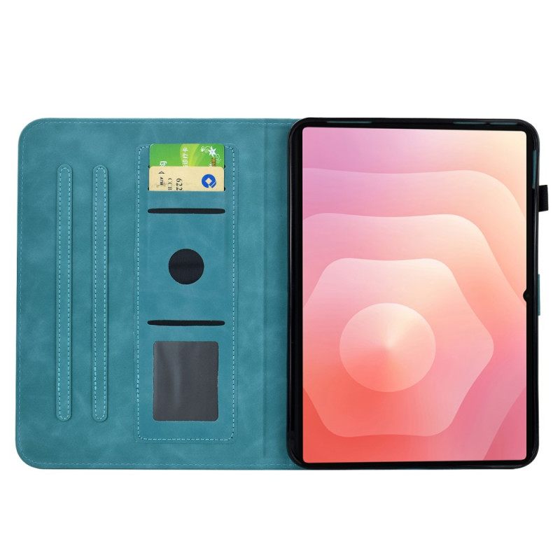 Δερματινη Θηκη Samsung Galaxy Tab S11 Σχέδιο Με Λουλούδια Και Σουέτ