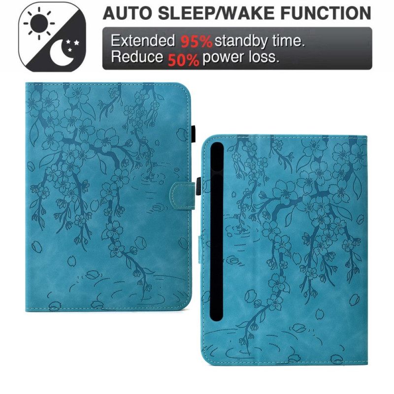 Δερματινη Θηκη Samsung Galaxy Tab S11 Σχέδιο Με Λουλούδια Και Σουέτ