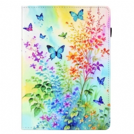 Δερματινη Θηκη Samsung Galaxy Tab S11 Χρωματιστά Λουλούδια Και Πεταλούδες