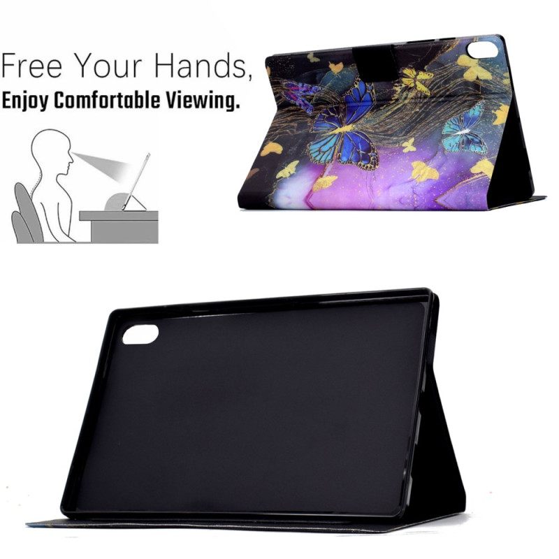 Δερματινη Θηκη Samsung Galaxy Tab S11 Χρυσές Και Πολύχρωμες Πεταλούδες