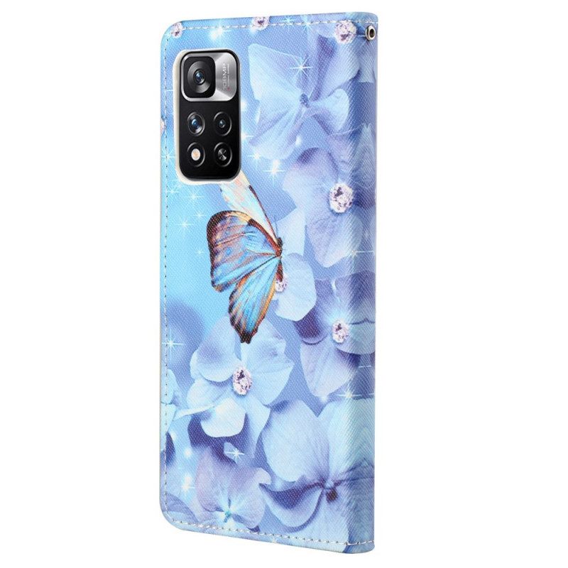 Κάλυμμα Xiaomi Redmi Note 11 Pro 4G / 5G με κορδονι Diamond Strappy Butterflies