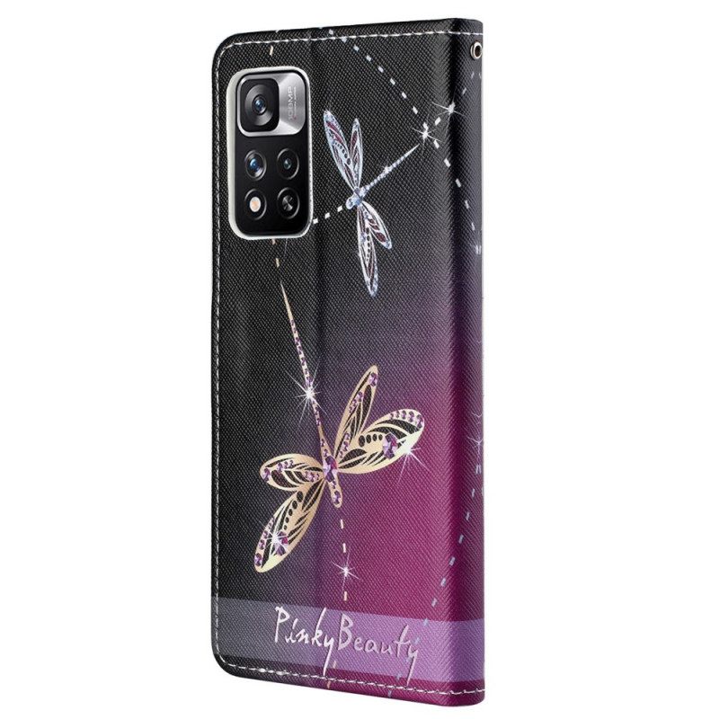 Κάλυμμα Xiaomi Redmi Note 11 Pro 4G / 5G με κορδονι Strappy Dragonflies