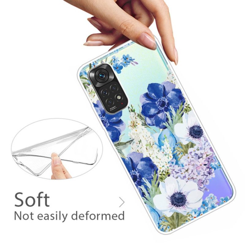 θηκη κινητου Xiaomi Redmi Note 11 Pro 4G / 5G Ακουαρέλα Μπλε Λουλούδια