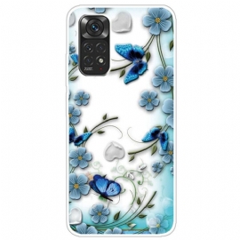 Θήκη Xiaomi Redmi Note 11 Pro 4G / 5G Ρετρό Πεταλούδες Και Λουλούδια